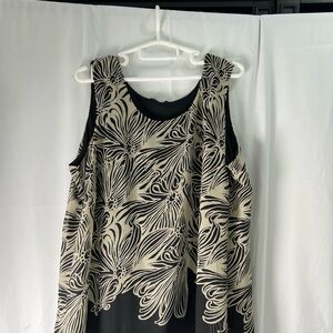 Penningtons Black and Cream Elegant 2-piece Top Set Patterned Sheer Jacket